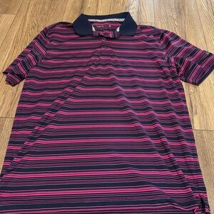 Walter Hagen Pink and Navy Striped Polo